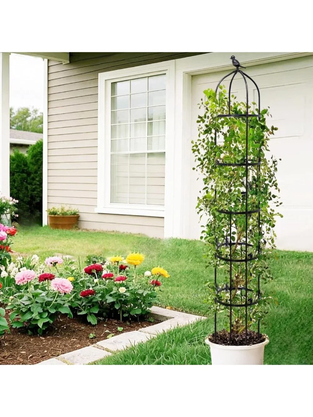 2-Pack 6.7FT Adjustable Metal Garden Trellis for Climbing Plants & Vines